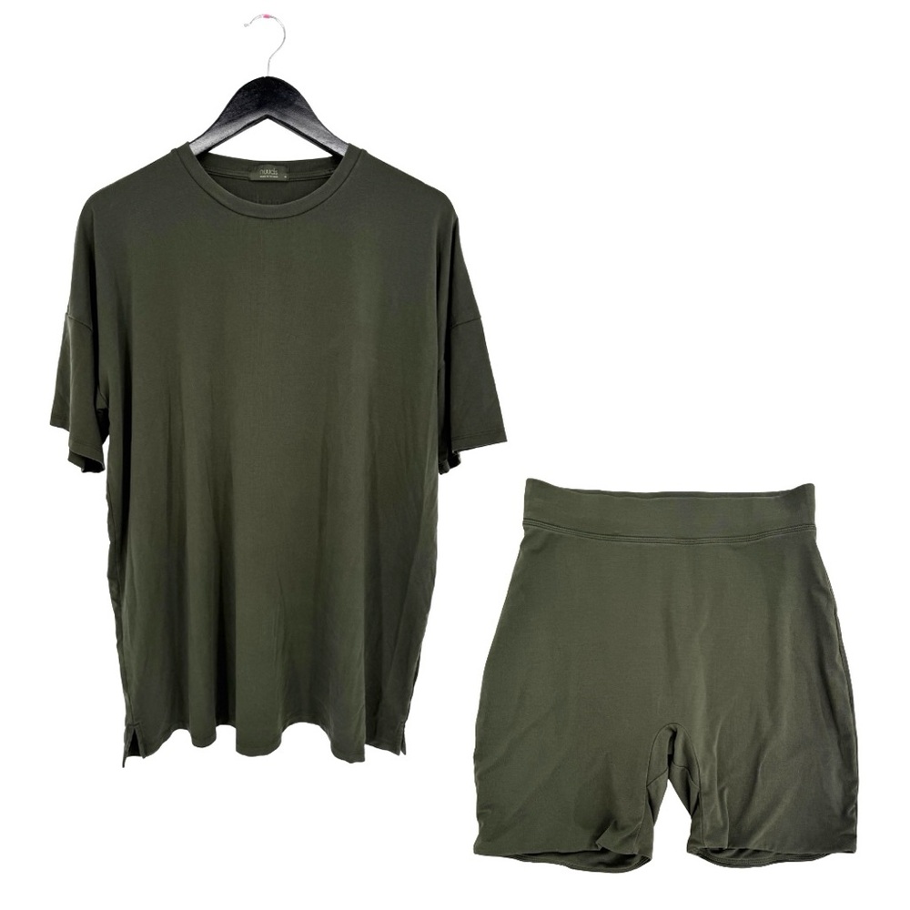 Nuuds FULL SET Original Biker Short and Oversized T-Shirt Darkest Olive‎ Medium - Picture 3 of 14